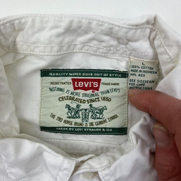 Levi’s White Full Sleeve Shirt Size Mens L - Picture 2 of 4